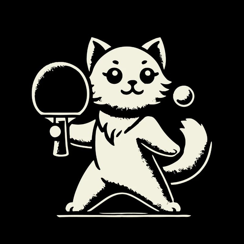 chat mignon jouant au tennis de table joie