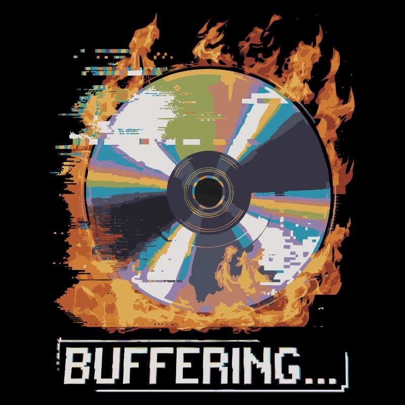 Buffering... Flamingo Glitched CD Retro Design