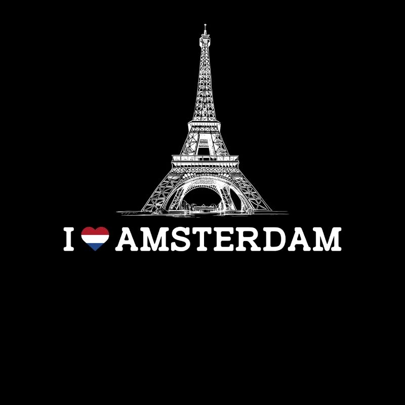 J’aime la Tour Eiffel Amsterdam Lover Coeur Drapeau Jeu de mots