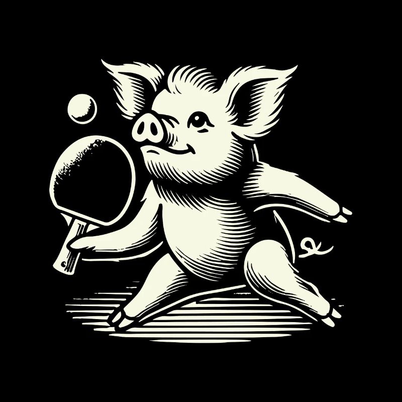 Drôle mignon cochon jouant au tennis de table