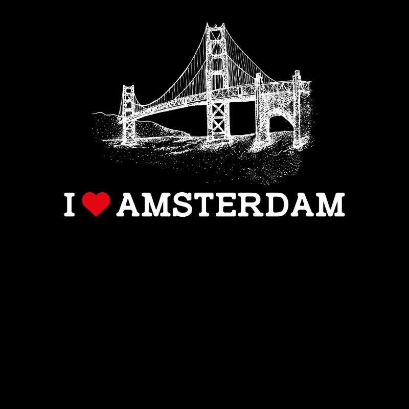 J’aime Amsterdam Golden Gate Bridge Coeur Drapeau Jeu de mots