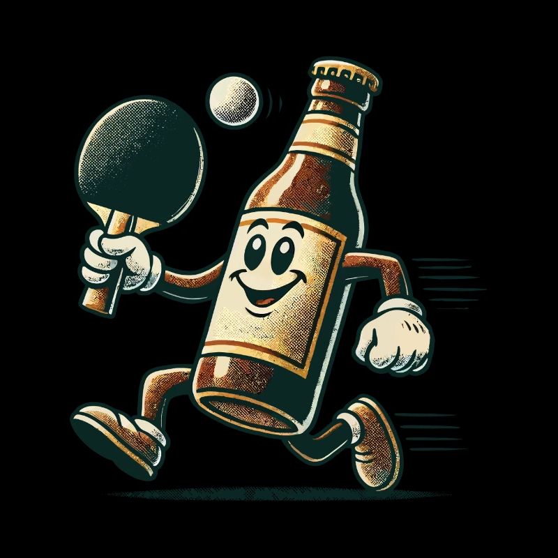 Funny Beer Bottle Table Tennis Fun Design