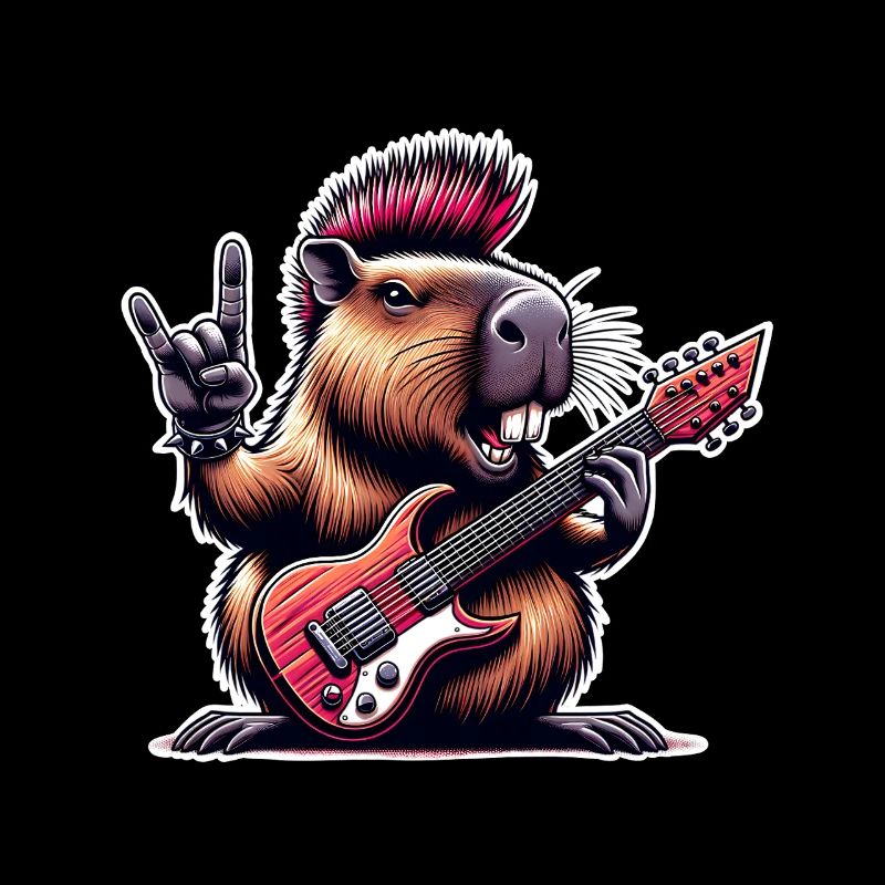 Capybara, guitariste de rock and roll