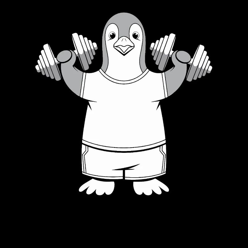 pingouin drôle avec des haltères drôle