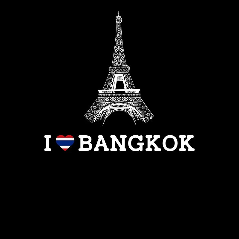 J’aime Bangkok Thaïlande Tour Eiffel Drapeau coeur