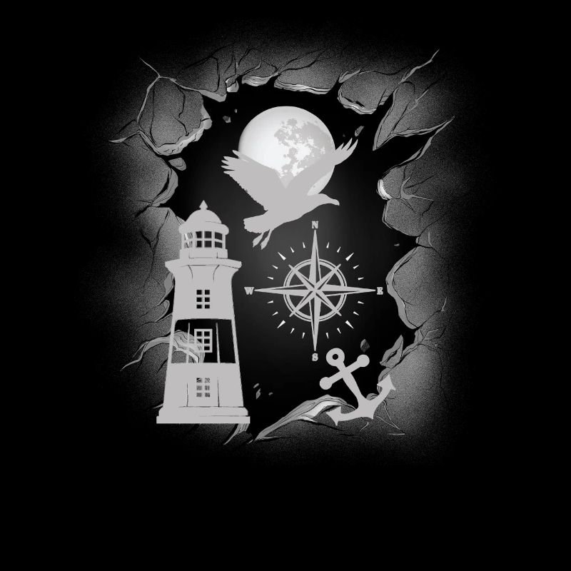 maritime, lighthouse, compass, anchor, seagull, seafaring