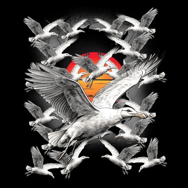 Côte, Coucher De Soleil, Mouette, Mouettes, Oiseaux De Mer