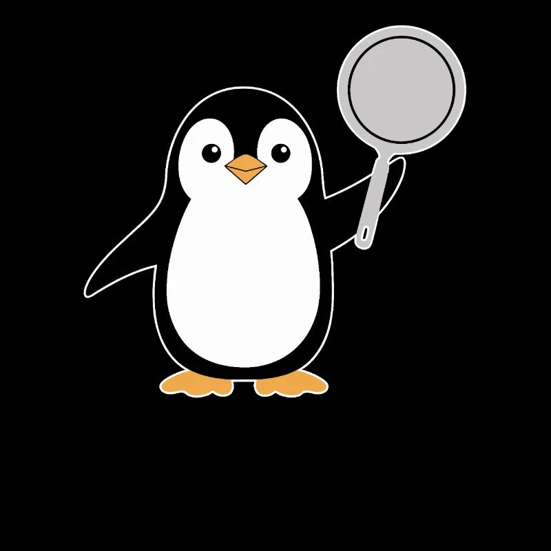 Penguin with pan illustrations for