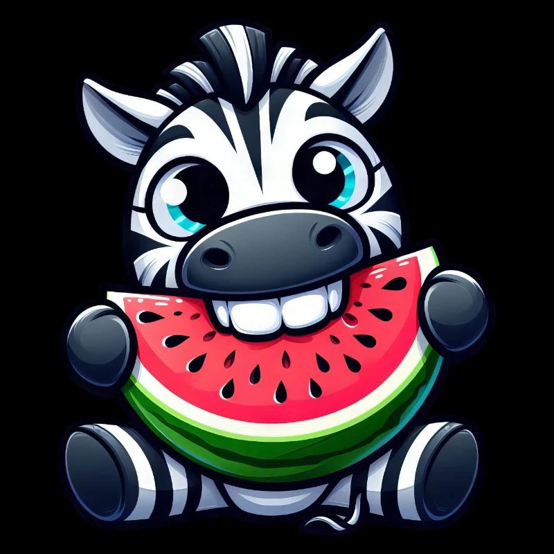 Mignon zèbre dessin animé pastèque fruits d’été
