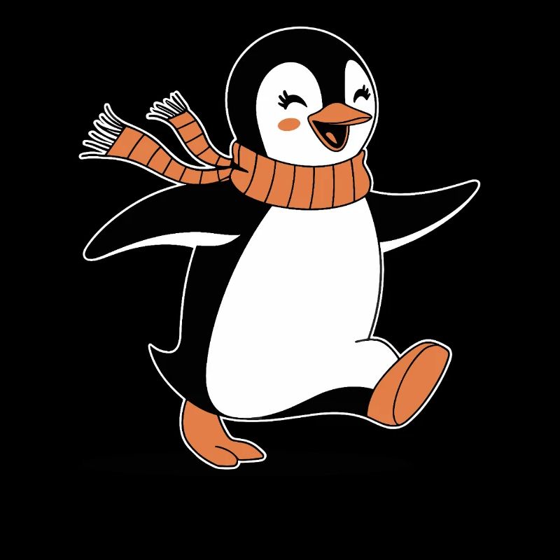 Happy Penguin Running Jogging Winter