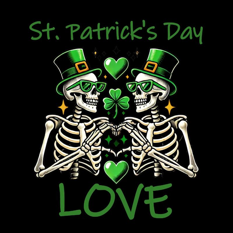 St. Patrick's Day Love - Skeleton Hearts Design