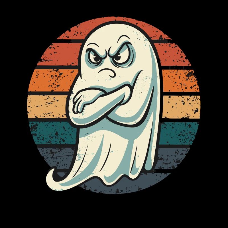Grumpy Ghost Halloween motif for your fun