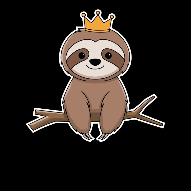 Royal Sloth on Branch with Crown