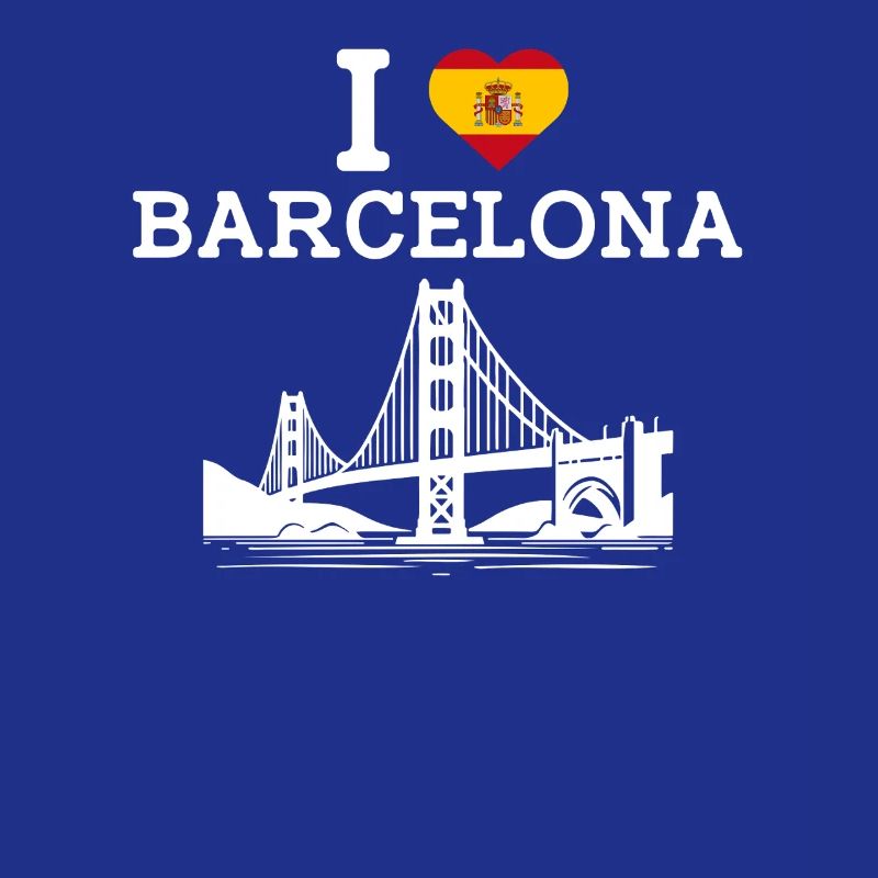 J’aime Barcelone Drapeau Espagne Golden Gate Bridge Jeu de mots