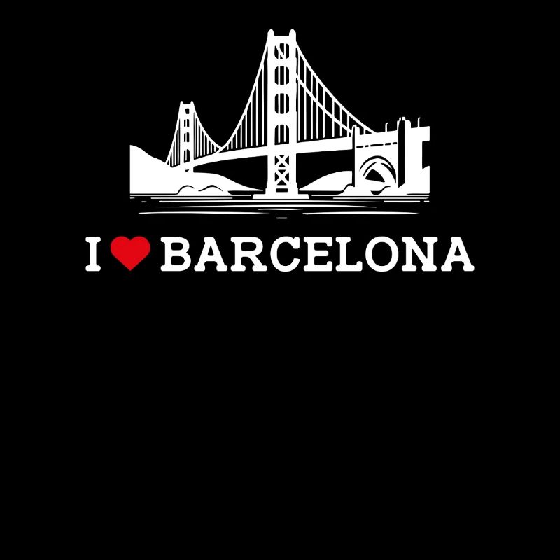 J’aime Barcelone Coeur Drapeau Golden Gate Bridge Jeu de mots