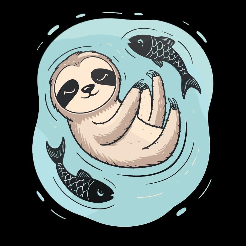 Dreaming Pisces-Zodiac Sloth with Fish