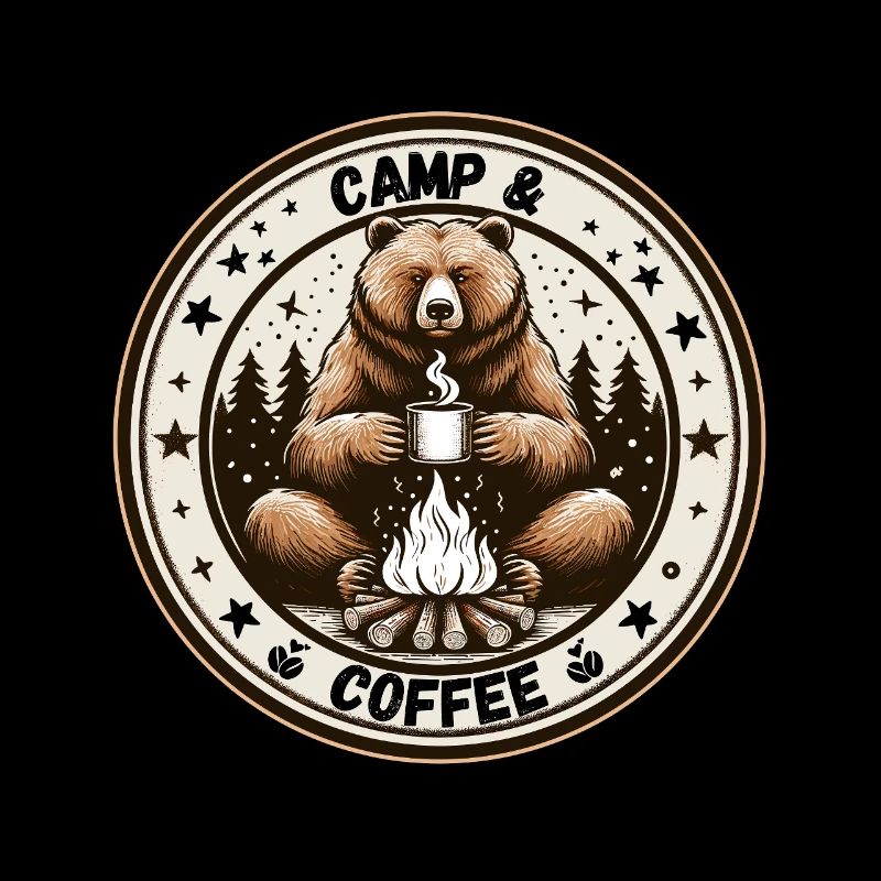 Camping Kaffee Camper Bär Campingplatz Lagerfeuer
