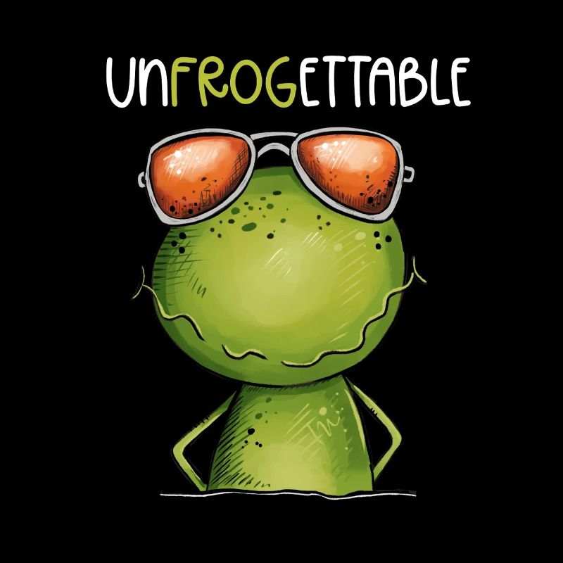 Grenouille cool avec des lunettes et un jeu de mots