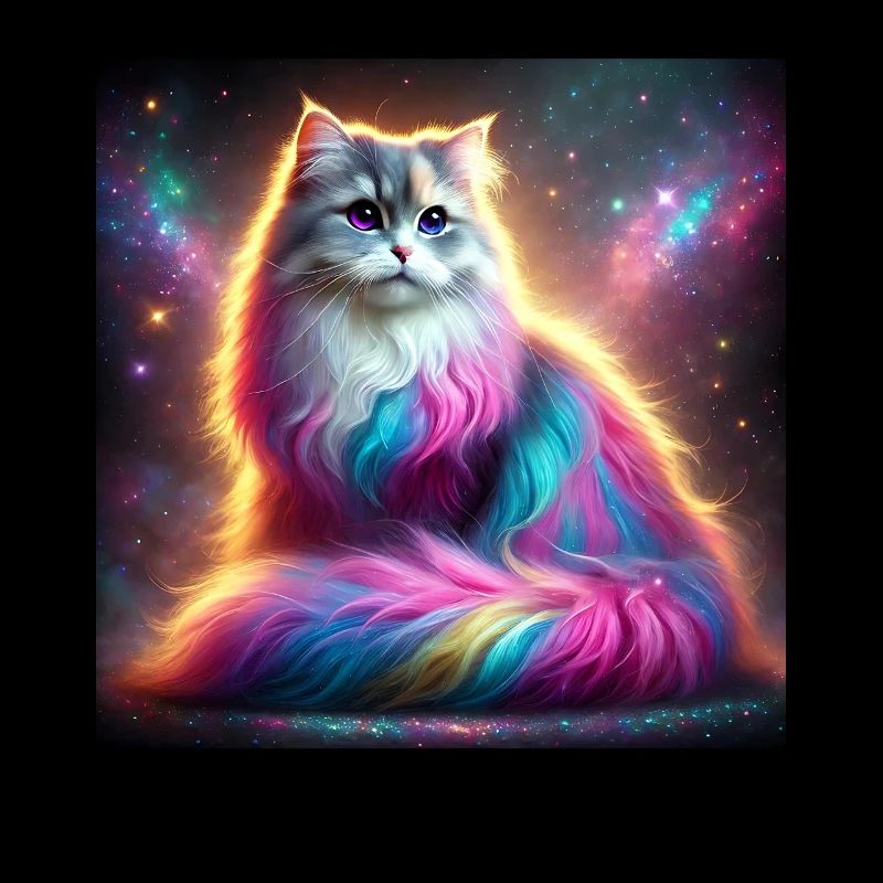 Magical Galaxy Cat with Rainbow Fur