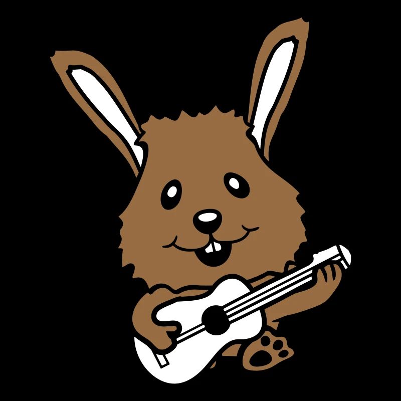Bunny Playing Guitar Music Fun Hobby Instrument