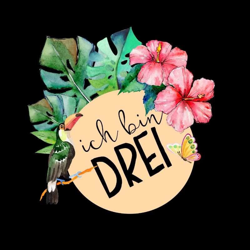 3. Geburtstag, dritter drei Dschungel Blumen