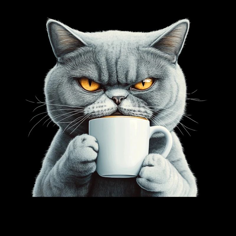 Réaliste : Chat avec du café