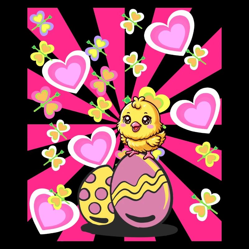 Retro Easter Chick Kids Child Baby Chicken Egg