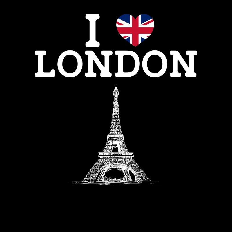 J’aime Londres Tour Eiffel Coeur Flag Lover Jeu de mots