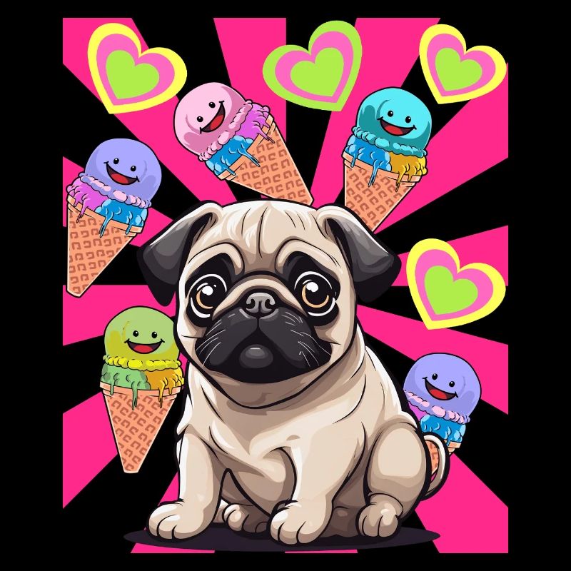 Hund Hunde Mops Kinder Kind Eis Eiskrem