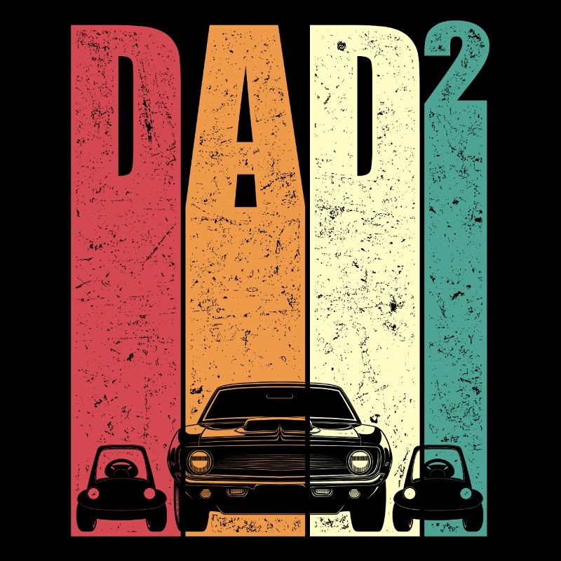 Dad Hoch 2 Papa Zwei Kinder Auto Vatertag Geschenk