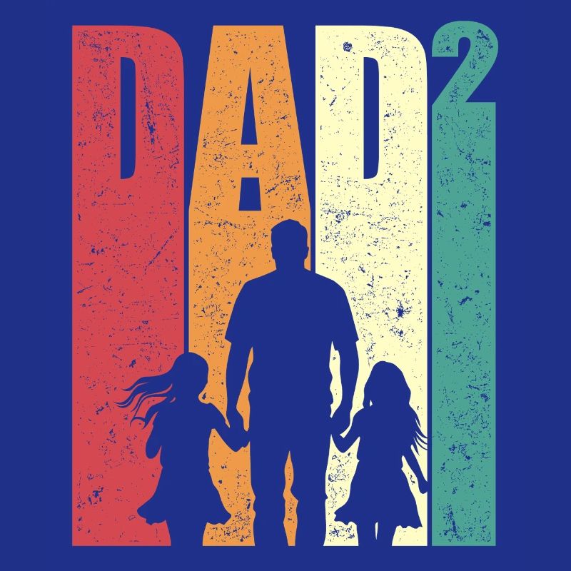 Dad High 2 Dad Two Daughters Retro Dad Gift