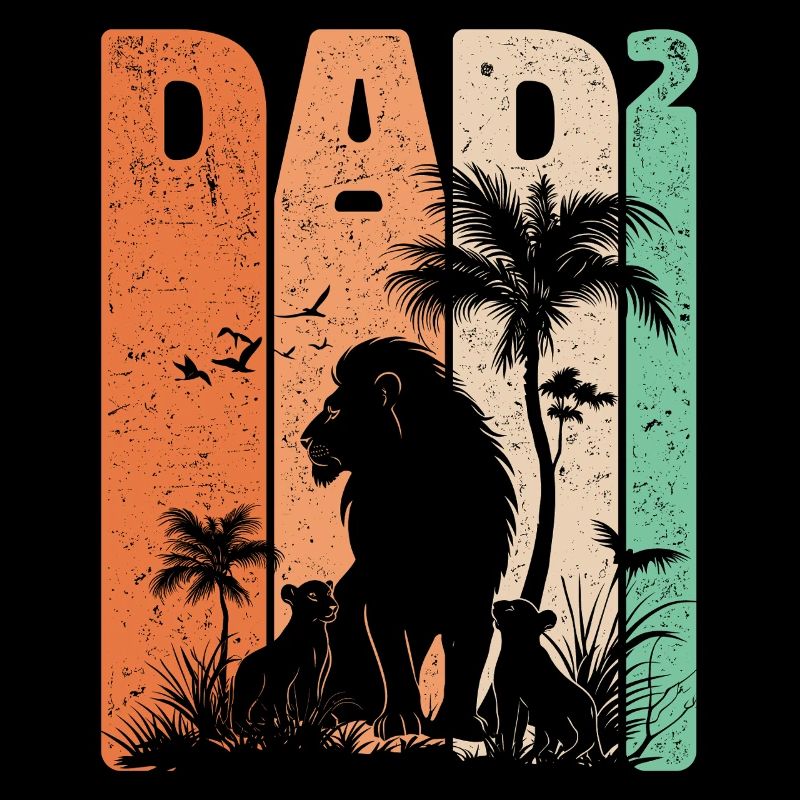 Dad Hoch 2 Löwe Zwei Kinder Vatertag Geschenk