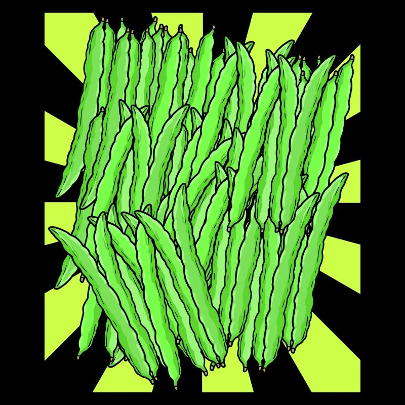 Green Bean Bean Vegetable Retro Vintage