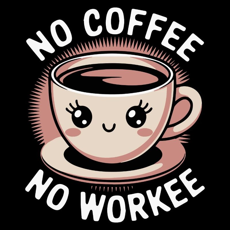 Pas de café Pas de travail Mignon Tasse de café Drôle