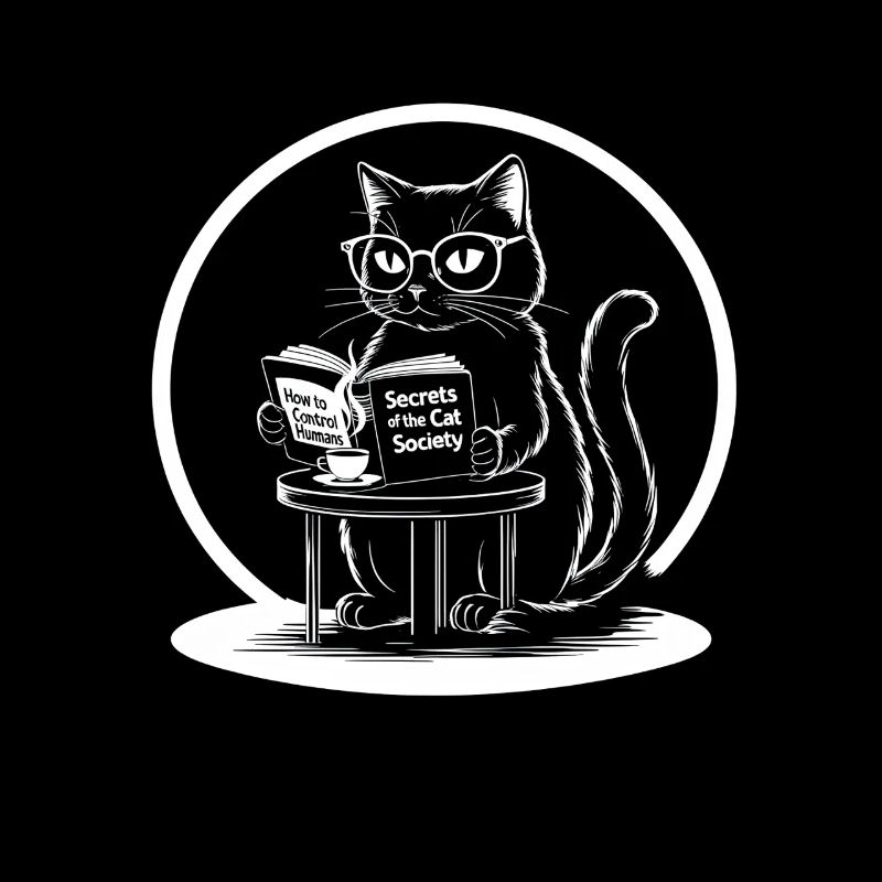 Chat intelligent lisant des livres secrets