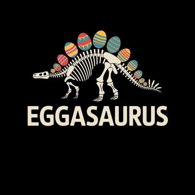Squelette de dinosaure Eggasaurus avec des œufs de Pâques
