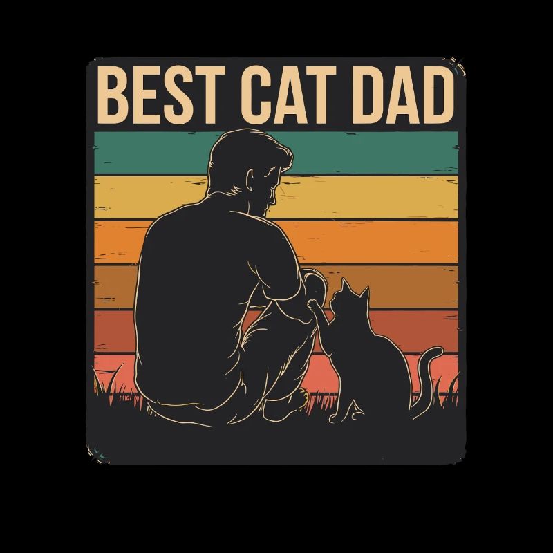Meilleure silhouette rétro de papa chat avec chat