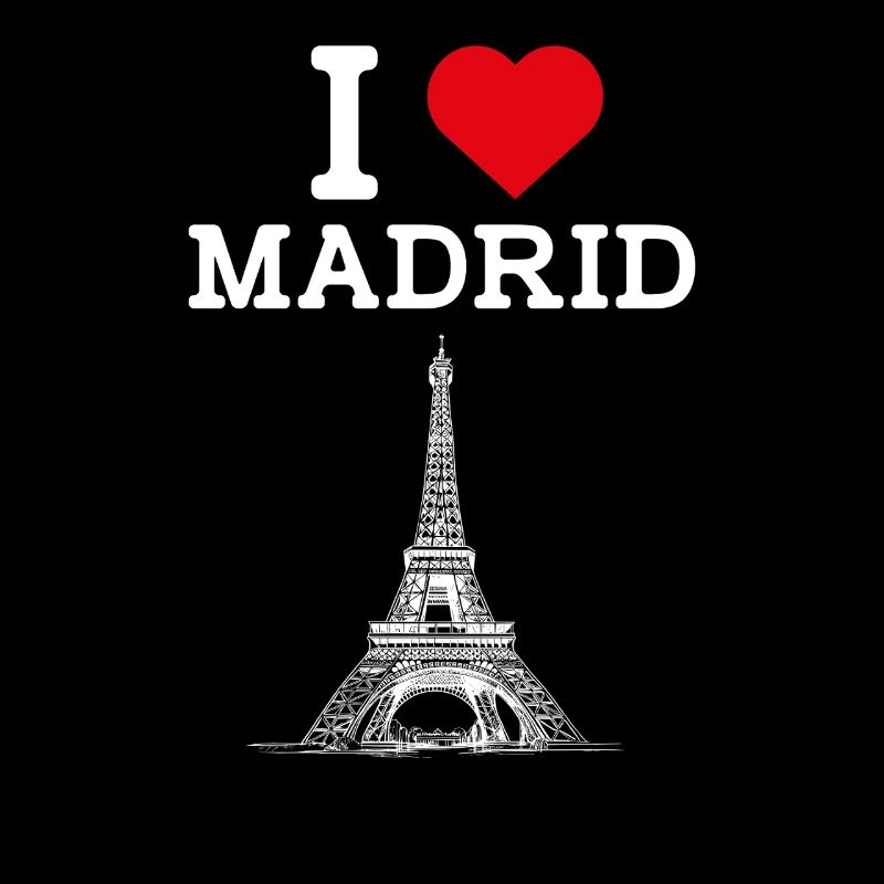 I Love Madrid Cool Heart Flagge Spanien Eiffelturm