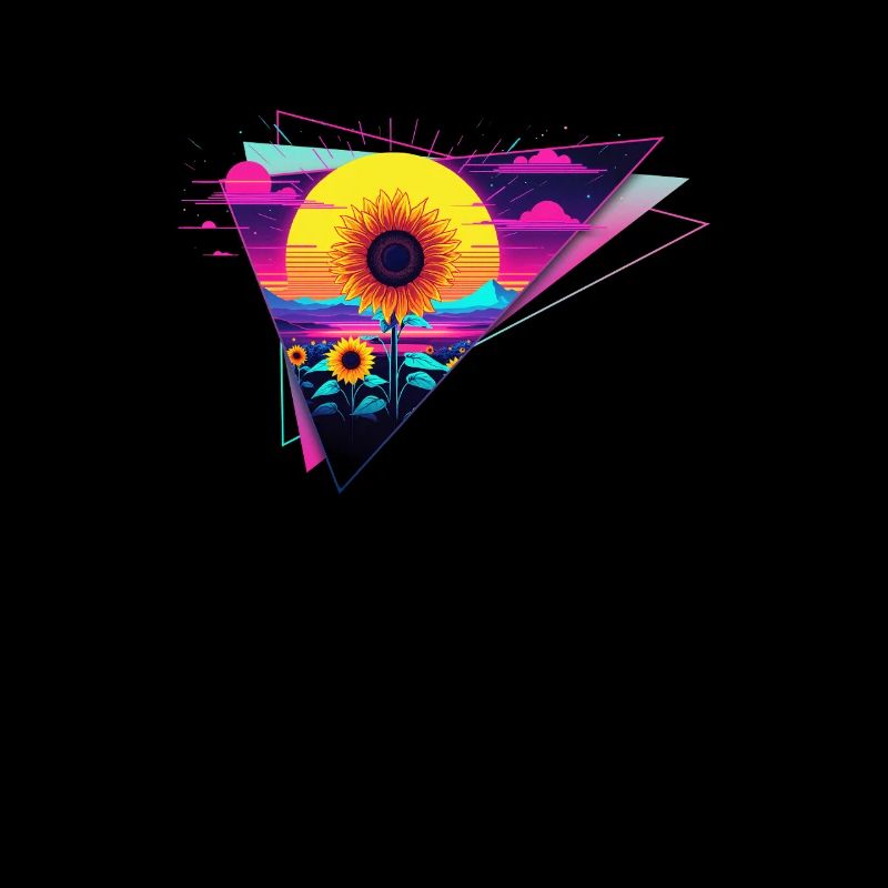 Retro Wave Sonnenblume Dreieck