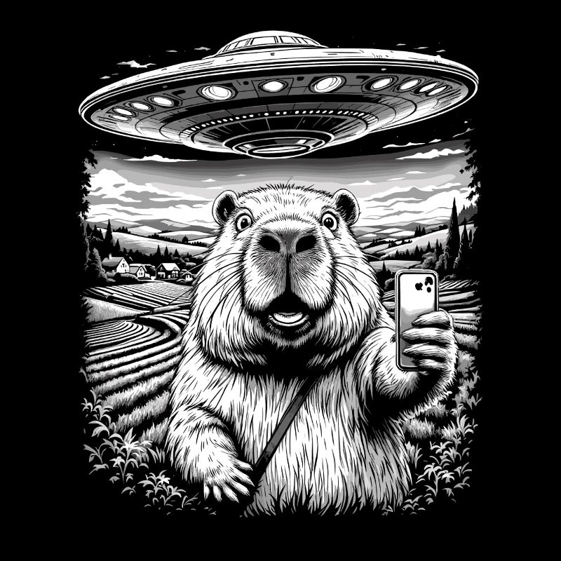 Capybara Selfie mit UFO Capybara Geschenke