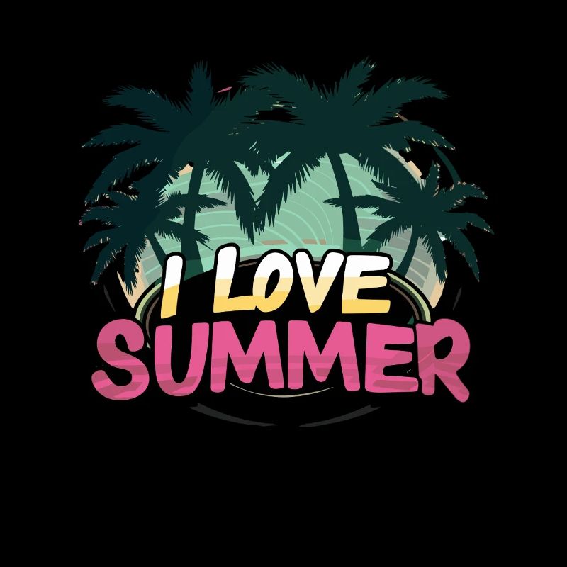I Love Summer Palm Trees Beach Vibes Sunset