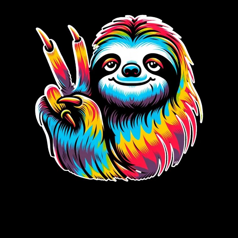 Sloth Peace Hippie Batik Style