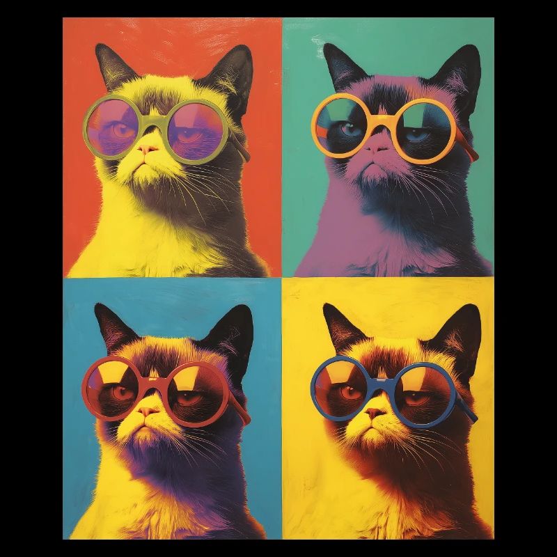 Cool Pop Art Grump Cat with Sunglasses