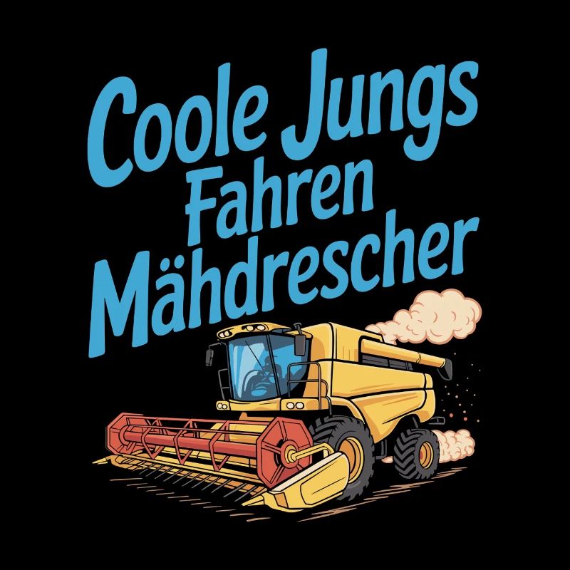 Cool guys conduisant une moissonneuse-batteuse