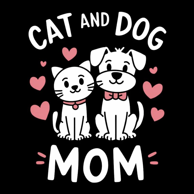 Fière maman chat et chien