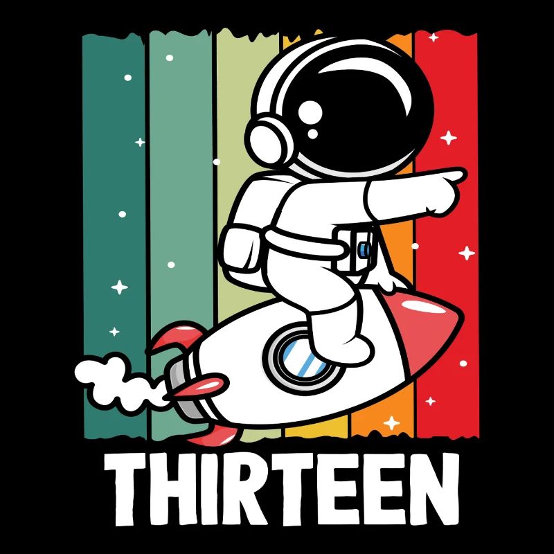 Astronaute fusée treize design rétro
