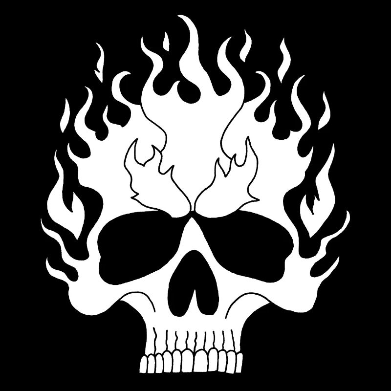 Weißer flammender Schädel