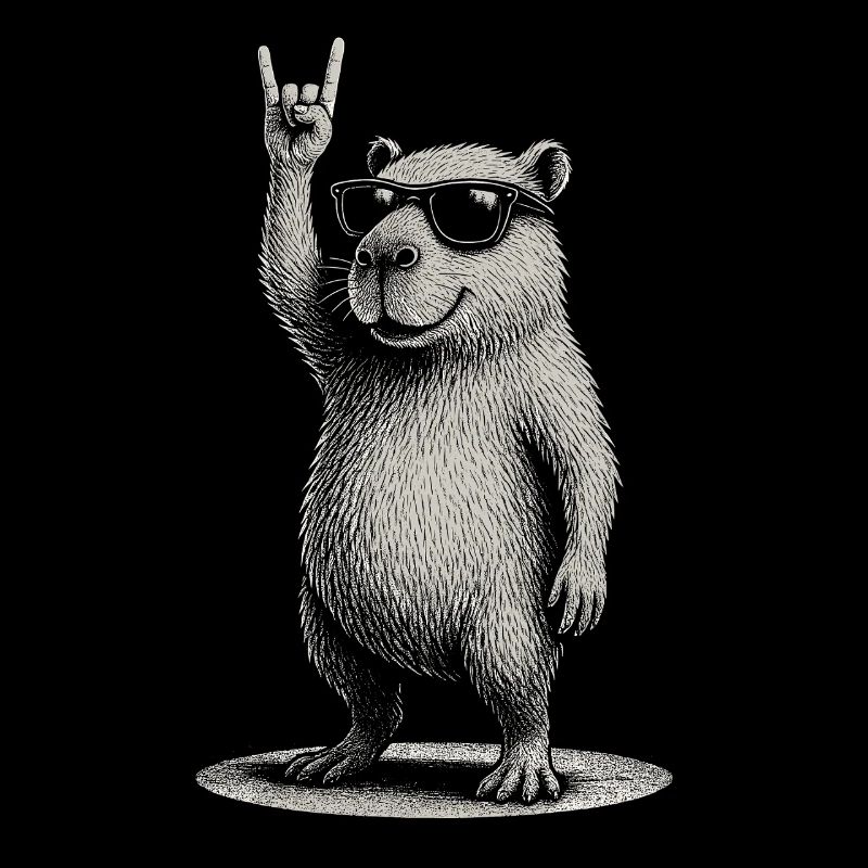 Rock Musik Lustiges Capybara mit Sonnenbrille