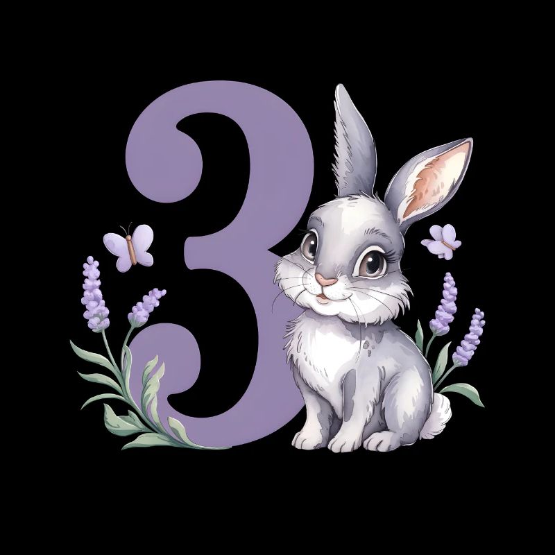 3ème anniversaire 3 ans Bunny Bunny Lavande Violet
