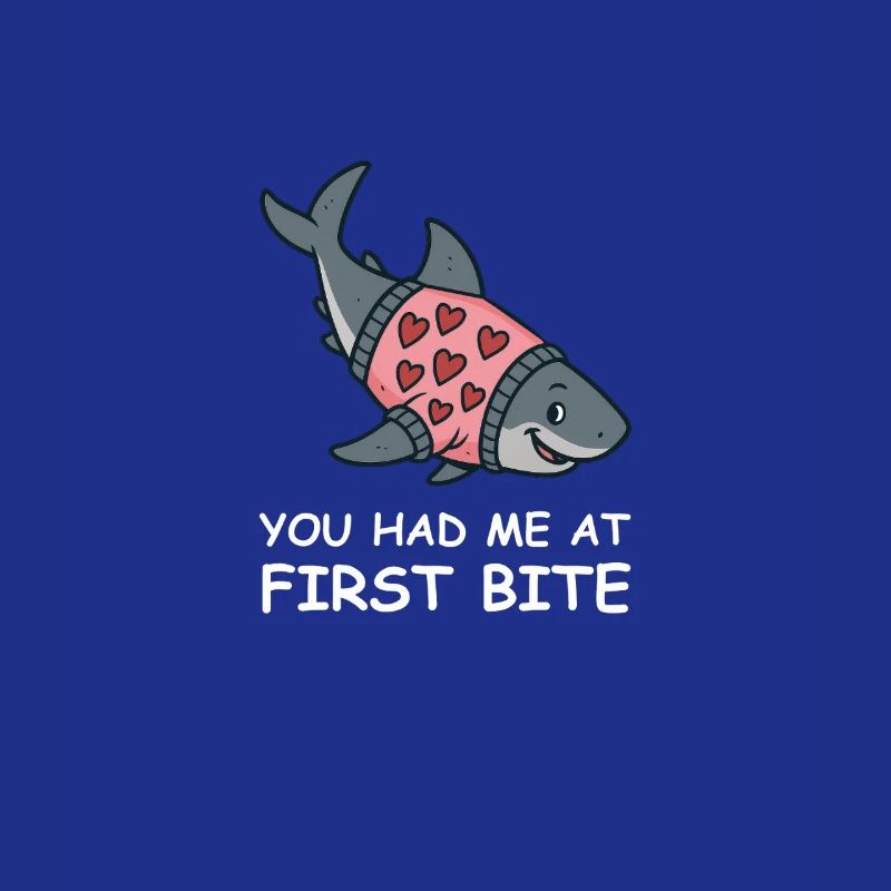 Pull requin avec cœur – Vous m’avez eu à la première bouchée